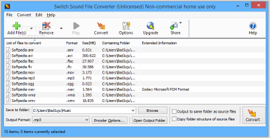 Showing the Switch Sound File Converter interface